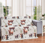 Blooms and Horns Happy Highland Cow Decorative Throw Blanket