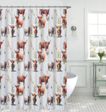 De Leon Collections De Leon Collections - Blooms and Horns Highland Cow Decorative 72” Shower Curtain