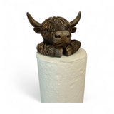 De Leon Collections De Leon Collections - Polyresin Fluffy Brown Highland Cow Paper Towel Holder