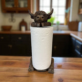 De Leon Collections De Leon Collections - Polyresin Fluffy Brown Highland Cow Paper Towel Holder
