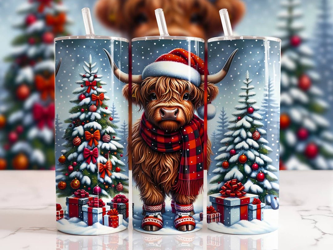 Dm Crafting Tumblers Christmas Tree Highland Cow Tumbler