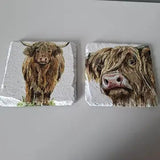 Highland Cow Set of Four Slate Coasters by Simply Imperfected
