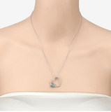 Gemstone and White Sapphire Butterfly on a Heart Necklace 925 Sterling Silver