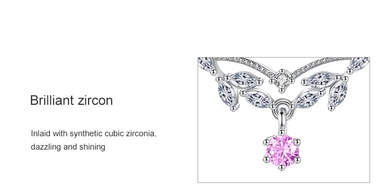 Dainty Pink Centerstone 925 Sterling Silver Necklace Elegant