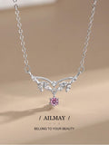 Dainty Pink Centerstone 925 Sterling Silver Necklace Elegant