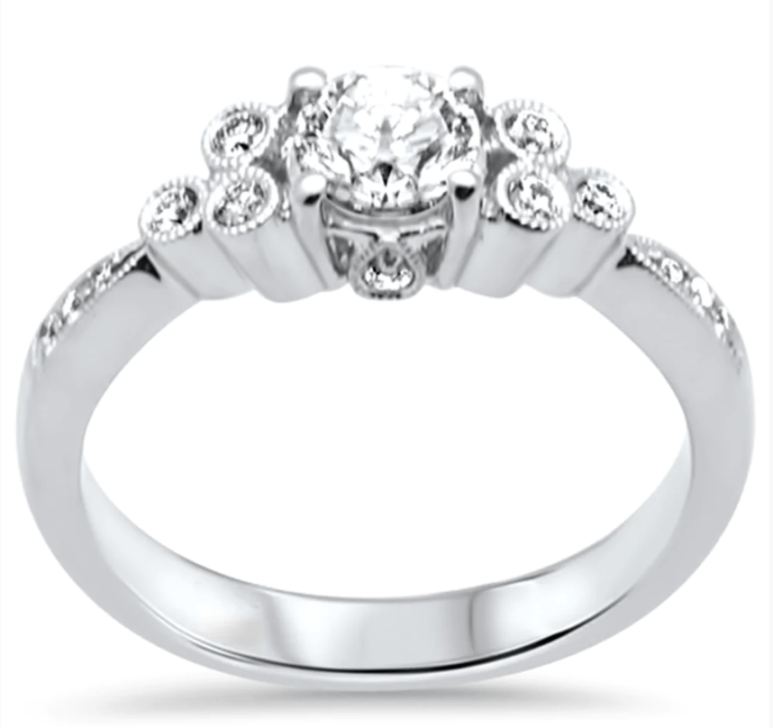 Dazzling Modern Design .72ctw Diamond Engagement Ring 18K White Gold