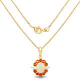 Genuine Ethiopian Opal & Madeira Citrine 2.78 Carat 14K Yellow Gold Plated .925 Sterling Silver Pendant