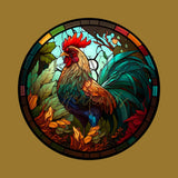 Rooster Tempered Glass Cutting & Serving Board Colorful Stained Glass Look