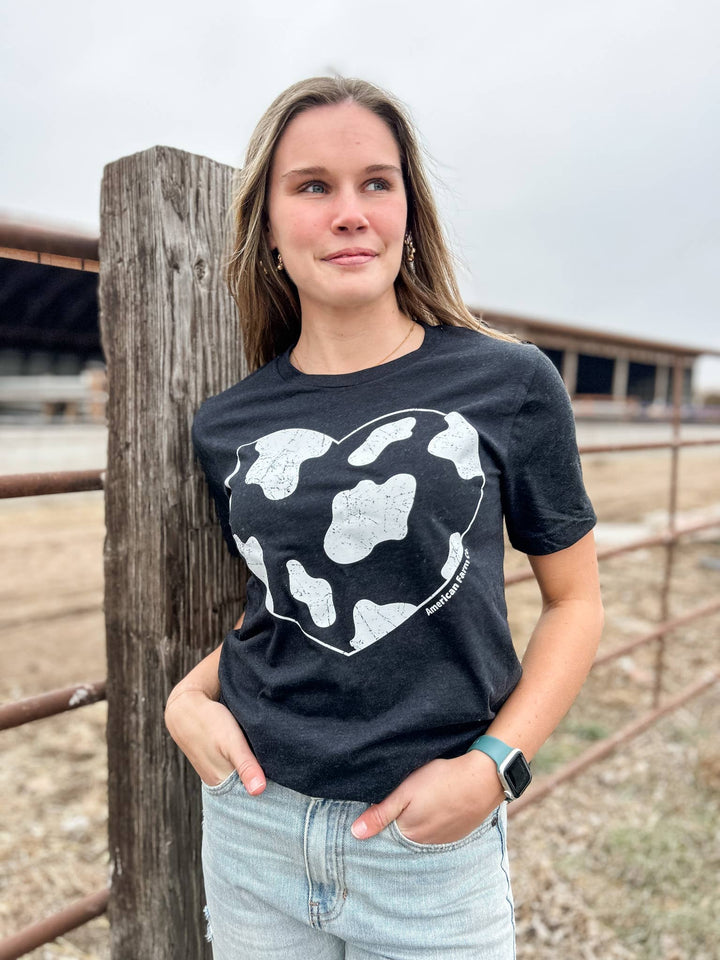Faire-American Farm Company cow tshirts S Western 'Cow Heart' Black Tee by American Farm Company