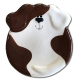 Faire-August Ceramics Brown White Dog Trinket Dish Handmade in the USA August Ceramics