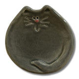 Faire-August Ceramics Spoon Rests Gray Handmade Ceramic Cat Trinket Dish Tea bag Holder Cute!