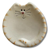 Faire-August Ceramics Spoon Rests Orange Stripe Handmade Ceramic Cat Trinket Dish Tea bag Holder Cute!