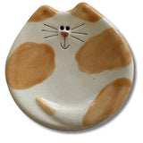 Faire-August Ceramics Spoon Rests Orange White Handmade Ceramic Cat Trinket Dish Tea bag Holder Cute!