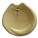 Faire-August Ceramics Spoon Rests Yellow Handmade Ceramic Cat Trinket Dish Tea bag Holder Cute!