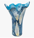 Faire-Badash Murano Glass Vase Blue Majesty Murano Style Art Glass 17" Blue Napkin Vase