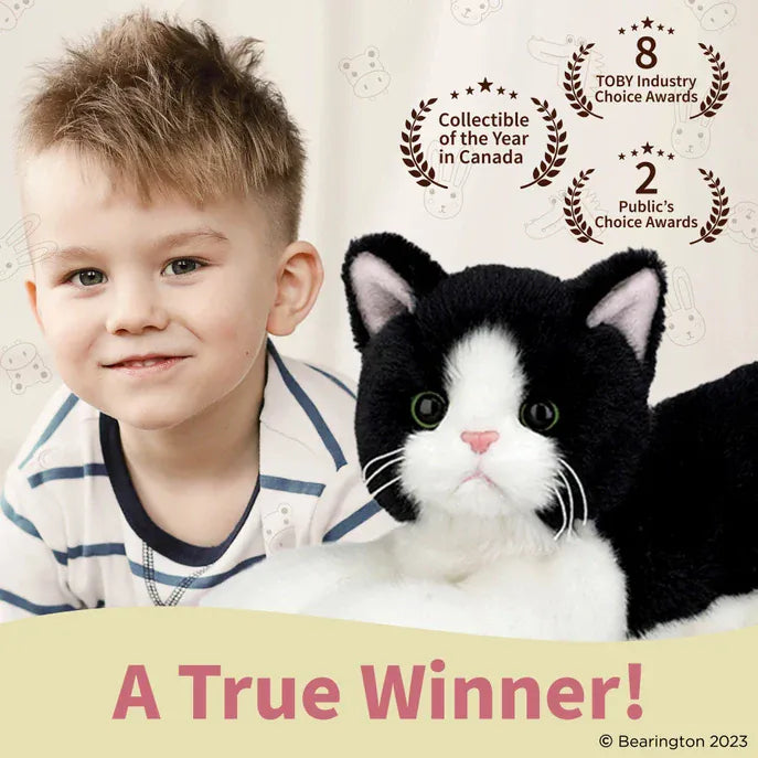 FAIRE: Bearington Collection Black & White Cat Realistic Floppy Kitty Cat by Bearington Collection -