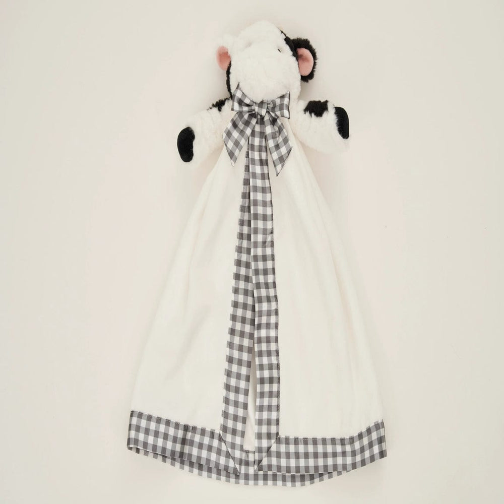 FAIRE: Bearington Collection Cuddler Plush Cow Ring Rattle and Snuggler for Babies