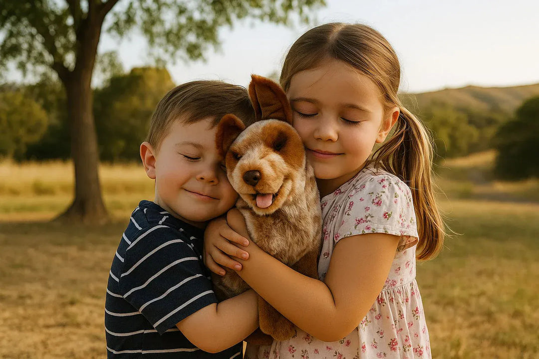 Faire-Bocchetta Plush Toys Australian Cattle Dog Red Heeler Handmade Eco Friendly Plush Sitting Dog Lifelike