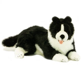 Border Collie Black & White Handmade Plush Lifelike Lying Fine Quality Stuffed Dog