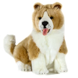 Tan and White Border Collie Sitting Plush Dog