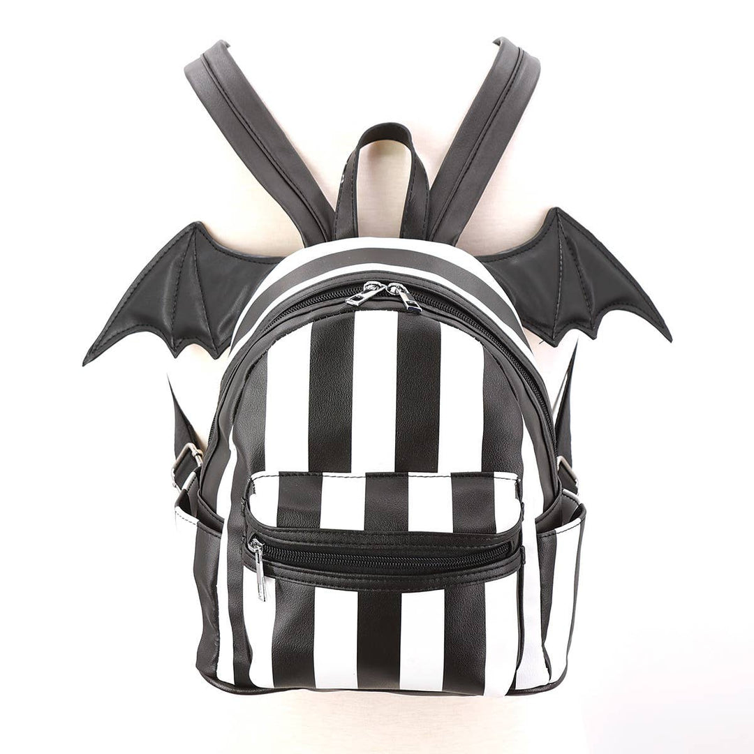 Faire-COMECO INC Backpacks Bat Wing Striped Mini Backpack Adorable Goth Style