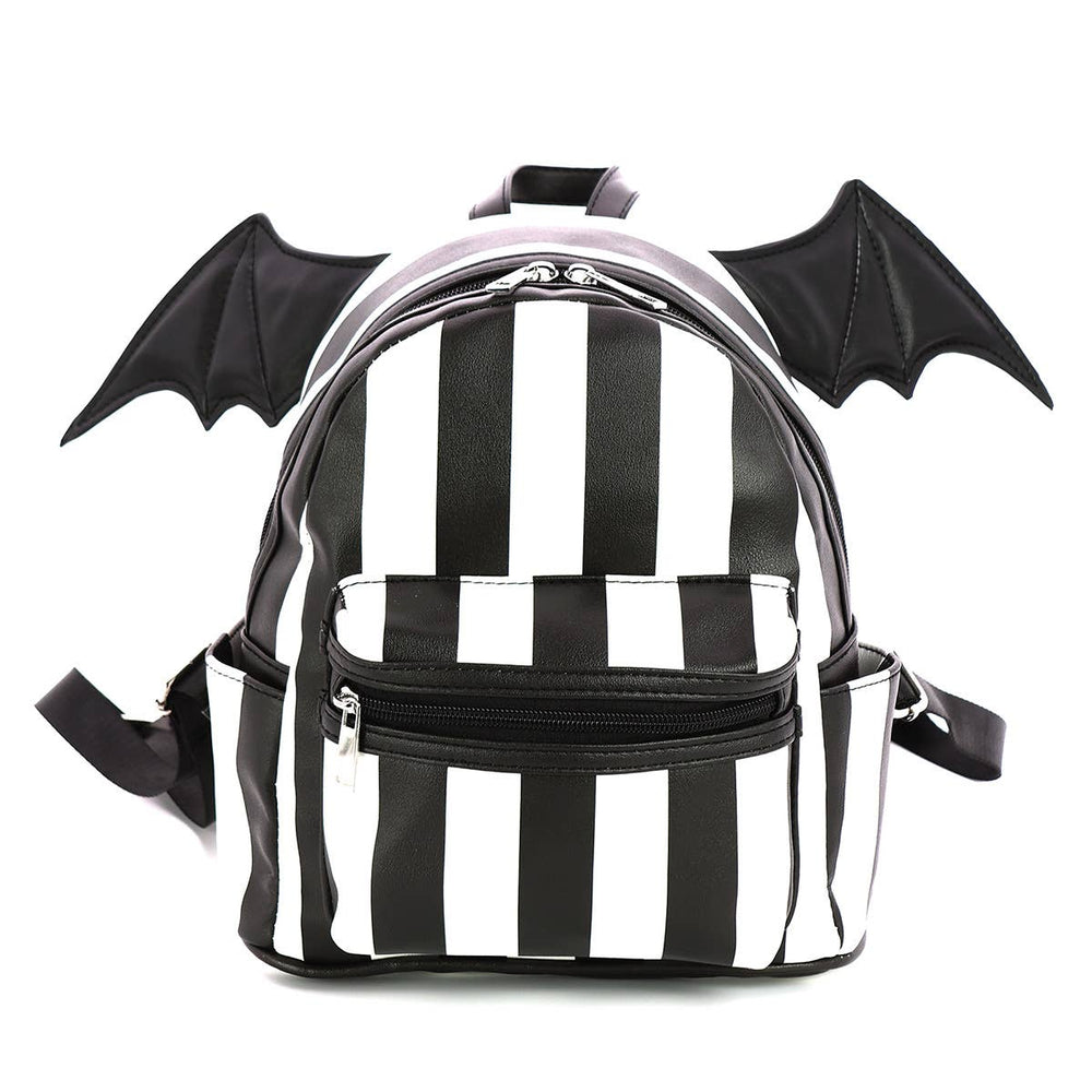 Faire-COMECO INC Backpacks Bat Wing Striped Mini Backpack Adorable Goth Style