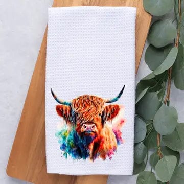Faire: Dark Horse Dream Designs LLC Highland Cow Kitchen, Dish,Hand Towel