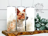 Faire: Dark Horse Dream Designs LLC Red Blue or Red Heeler Cattle Dog Watercolor Canine Skinny Tumbler