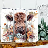 Faire: Dark Horse Dream Designs LLC Tumblers Boho Baby Highland Cow Floral Tumbler