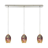 Faire-Elk Home 3 Light Linear Illusions Pendant Light Fixtures with Hand-Blown Fireworks Glass Globes