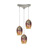 Faire-Elk Home 3 Light Triangle Illusions Pendant Light Fixtures with Hand-Blown Fireworks Glass Globes