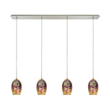 Faire-Elk Home 4 Light Illusions Pendant Light Fixtures with Hand-Blown Fireworks Glass Globes