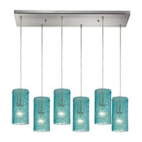 Ice Fragments 6-Lght Rectangular Pendant - Clear, Smoke or Aqua Glass Globes