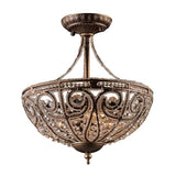 Elizabethan 3-Lght Semi Flush Drk Bz