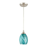 Faire-Elk Home Lamp Caress 5'' Wide 1-Light Aqua Feathered Glass Mini Pendant