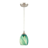 Caress 5'' Wide 1-Light Aqua Feathered Glass Mini Pendant