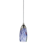 Milan 1-Lght Pendant W/Starburst Hand-blown Blue Glass