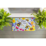 Faire-Evergreen Enterprises Bumble Bee Floral Mat Rug Bright Flowers and Bumblebees Embossed Floor Mat