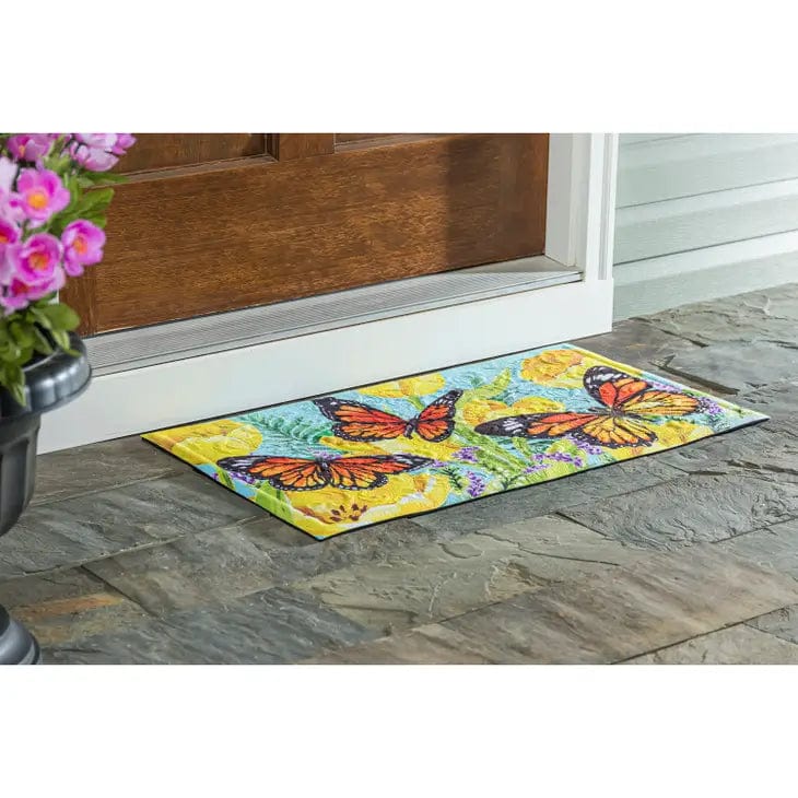 Faire-Evergreen Enterprises Butterfly Floor Mat Tulip and Butterfly Colorful Embossed Floor Mat for Entrance Patio or Kitchen