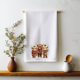 Faire-Fernville Creations Dish towels Highland Cows Holiday Terry Cloth Hand Towel