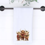 Faire-Fernville Creations Dish towels Highland Cows Holiday Terry Cloth Hand Towel