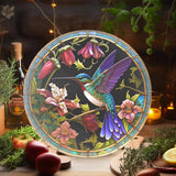 Faire-Fernville Creations Stained Glass Panels Hummingbird Tempered Glass Cutting & Charcuterie Board