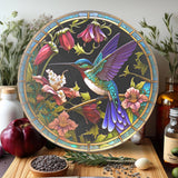 Faire-Fernville Creations Stained Glass Panels Hummingbird Tempered Glass Cutting & Charcuterie Board