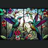 Faire-Fernville Creations Stained Glass Panels Hummingbird Tempered Glass Square Charcuterie & Serving Board