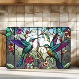 Faire-Fernville Creations Stained Glass Panels Hummingbird Tempered Glass Square Charcuterie & Serving Board