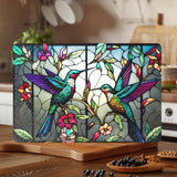 Faire-Fernville Creations Stained Glass Panels Hummingbird Tempered Glass Square Charcuterie & Serving Board