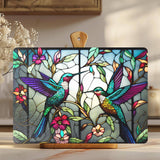 Faire-Fernville Creations Stained Glass Panels Hummingbird Tempered Glass Square Charcuterie & Serving Board