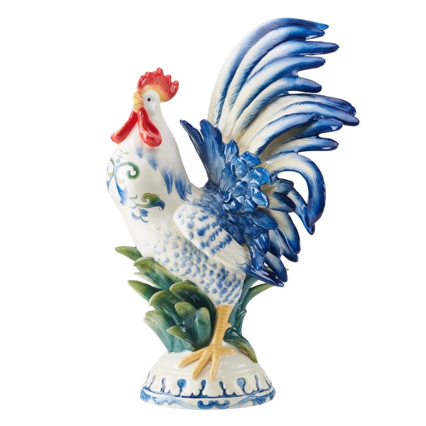 faire-fitz & floyd ceramic rooster decor Sicily Blue Fitz & Floyd Beautiful Fine Ceramic Rooster Collection