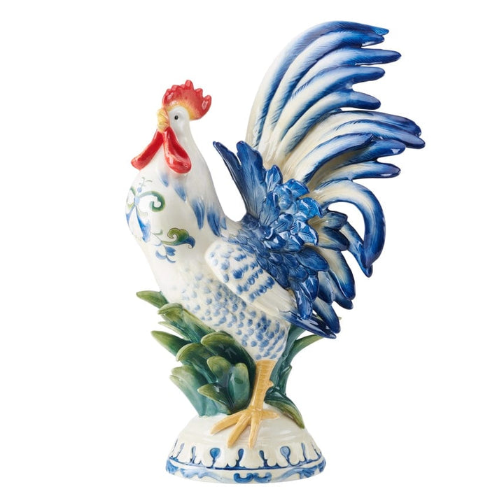 faire-fitz & floyd ceramic rooster decor Sicily Blue Fitz & Floyd Beautiful Fine Ceramic Rooster Collection