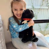 FAIRE: FurTastic Friends by Bocchetta Plush Toys Stuffed Dog Black Sitting Staffordshire Bull Terrier Handmade Realistic Eco Friendly 32cm/12.6"